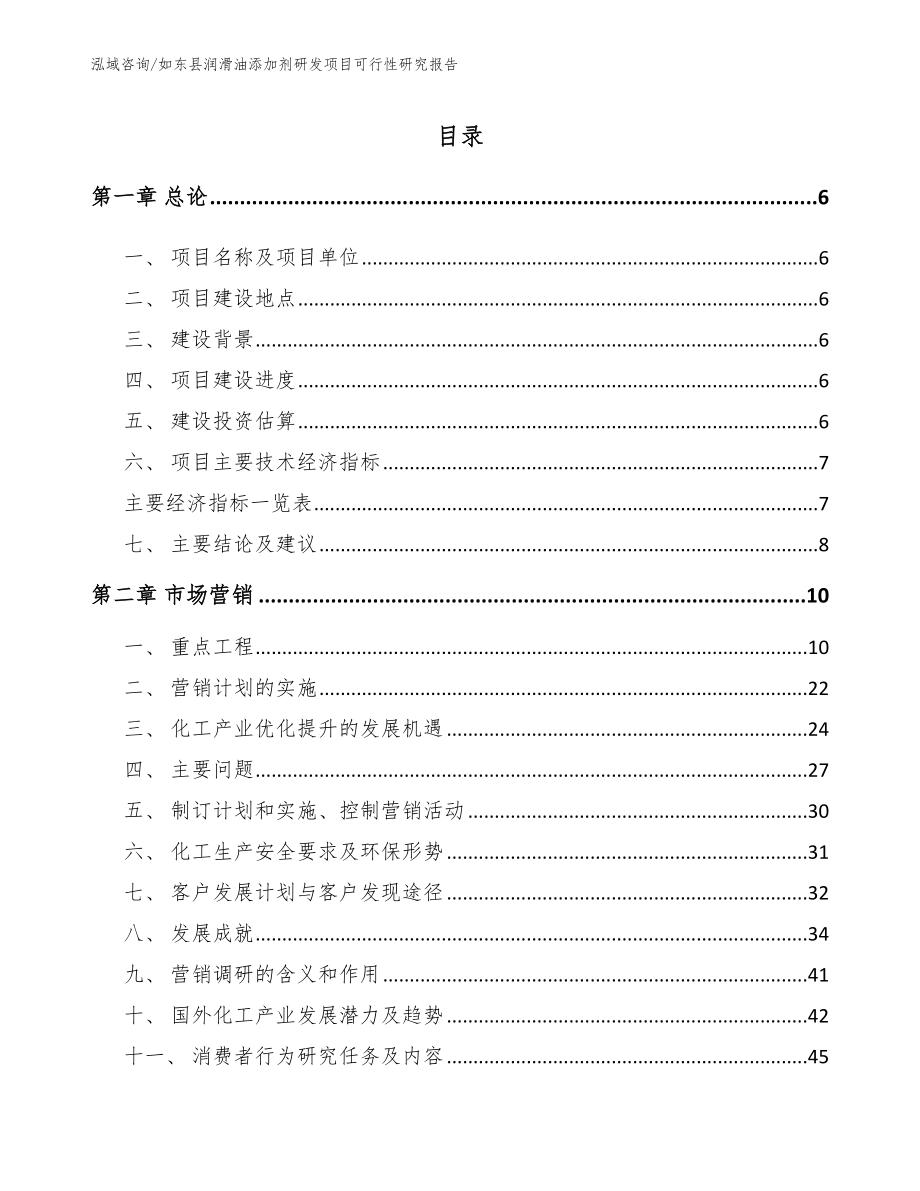 如东县润滑油添加剂研发项目可行性研究报告参考范文_第1页