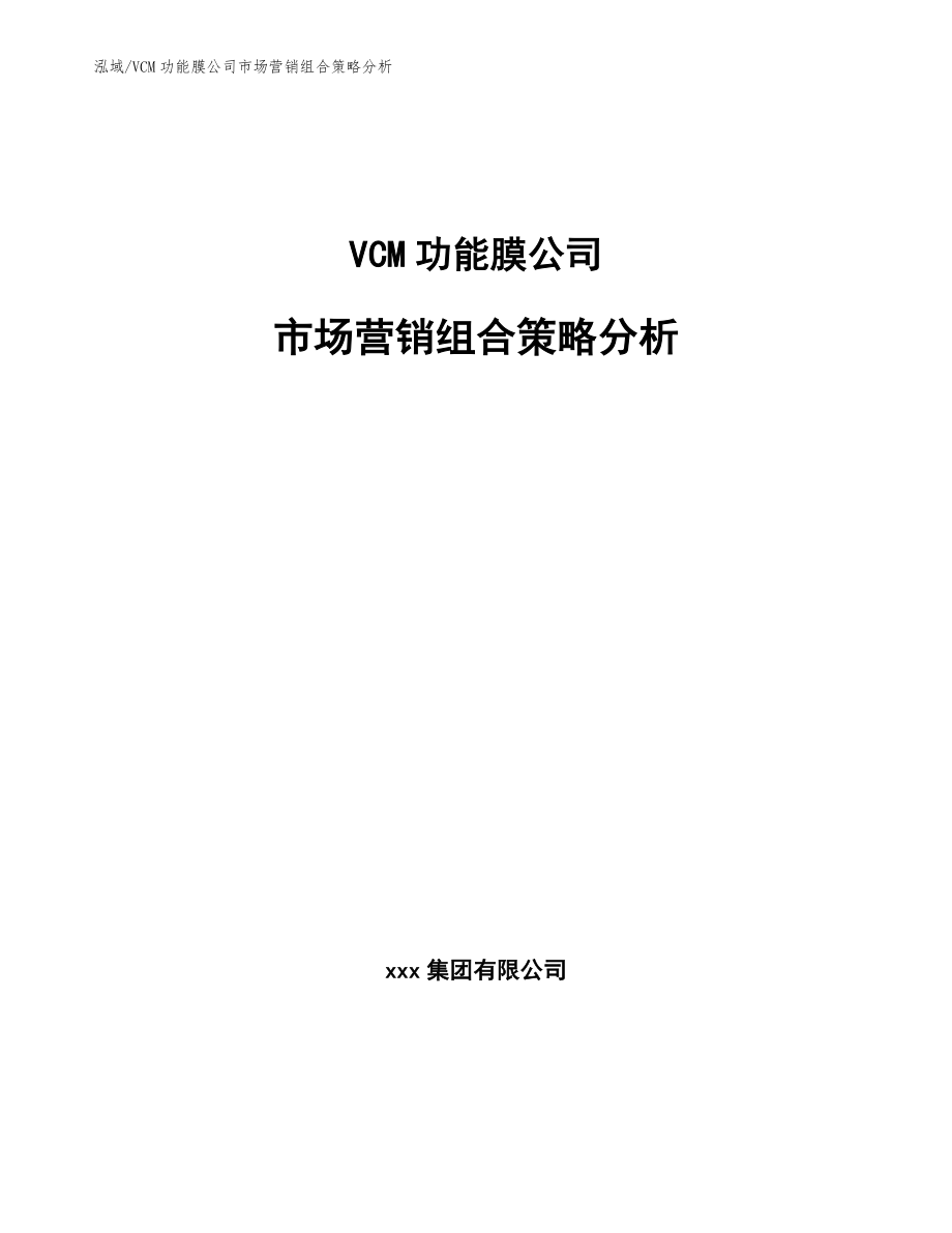 VCM功能膜公司市场营销组合策略分析【参考】_第1页