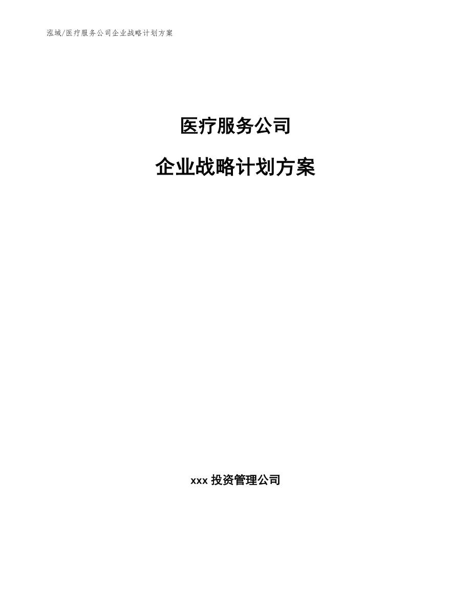 医疗服务公司企业战略计划方案_参考_第1页