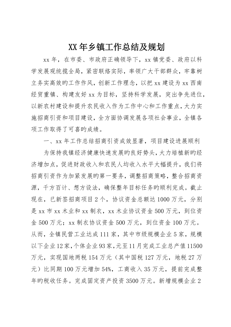 乡镇工作总结及规划_第1页