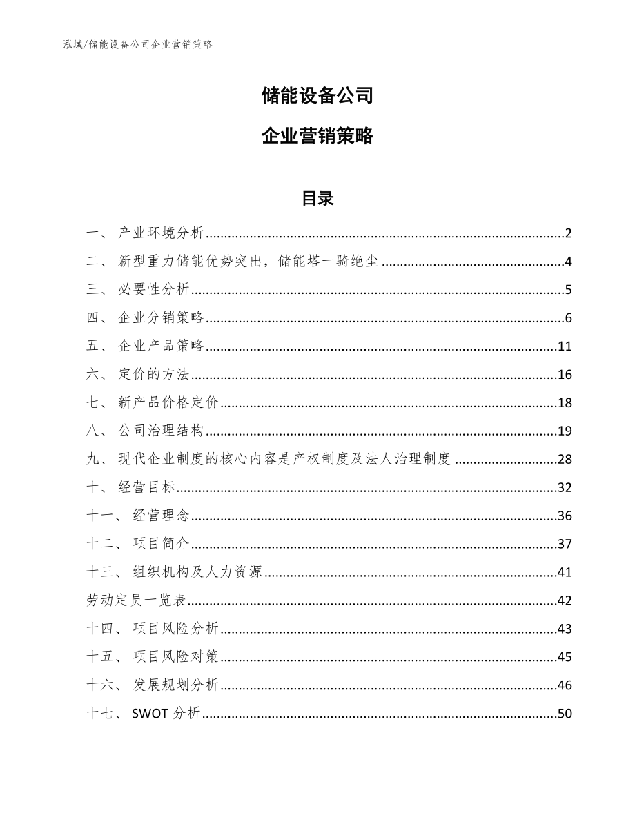 储能设备公司企业营销策略【参考】_第1页