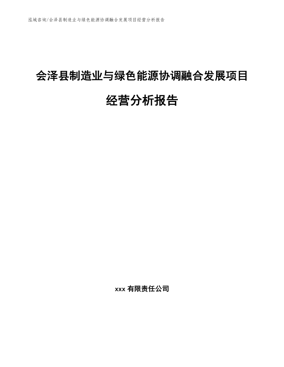 会泽县制造业与绿色能源协调融合发展项目经营分析报告范文_第1页