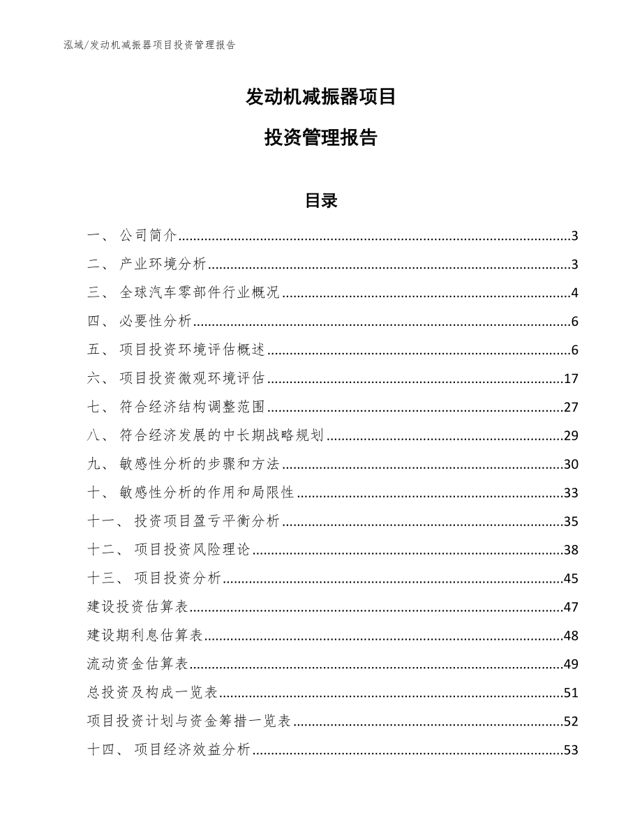 发动机减振器项目投资管理报告【参考】_第1页