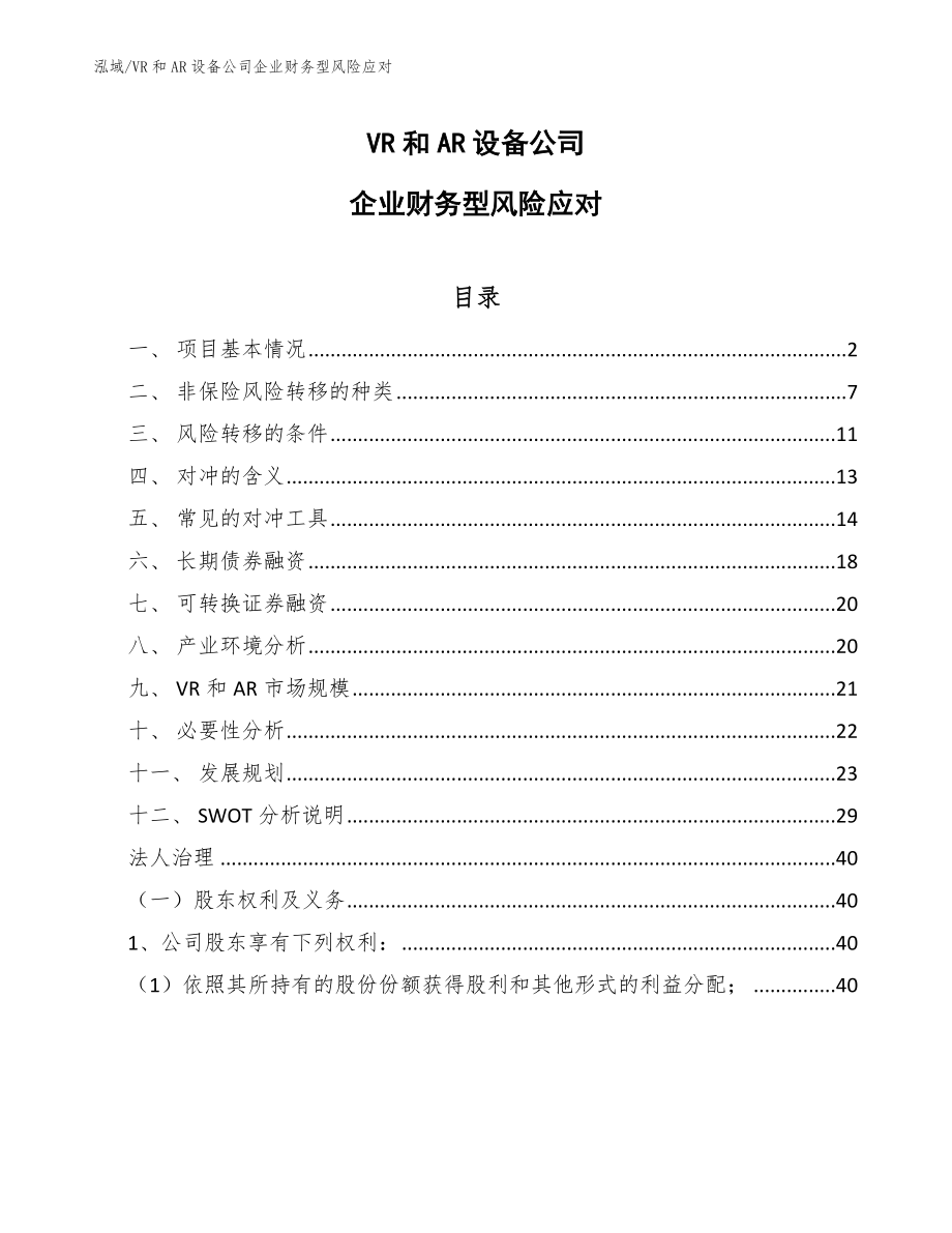 VR和AR设备公司企业财务型风险应对【参考】_第1页