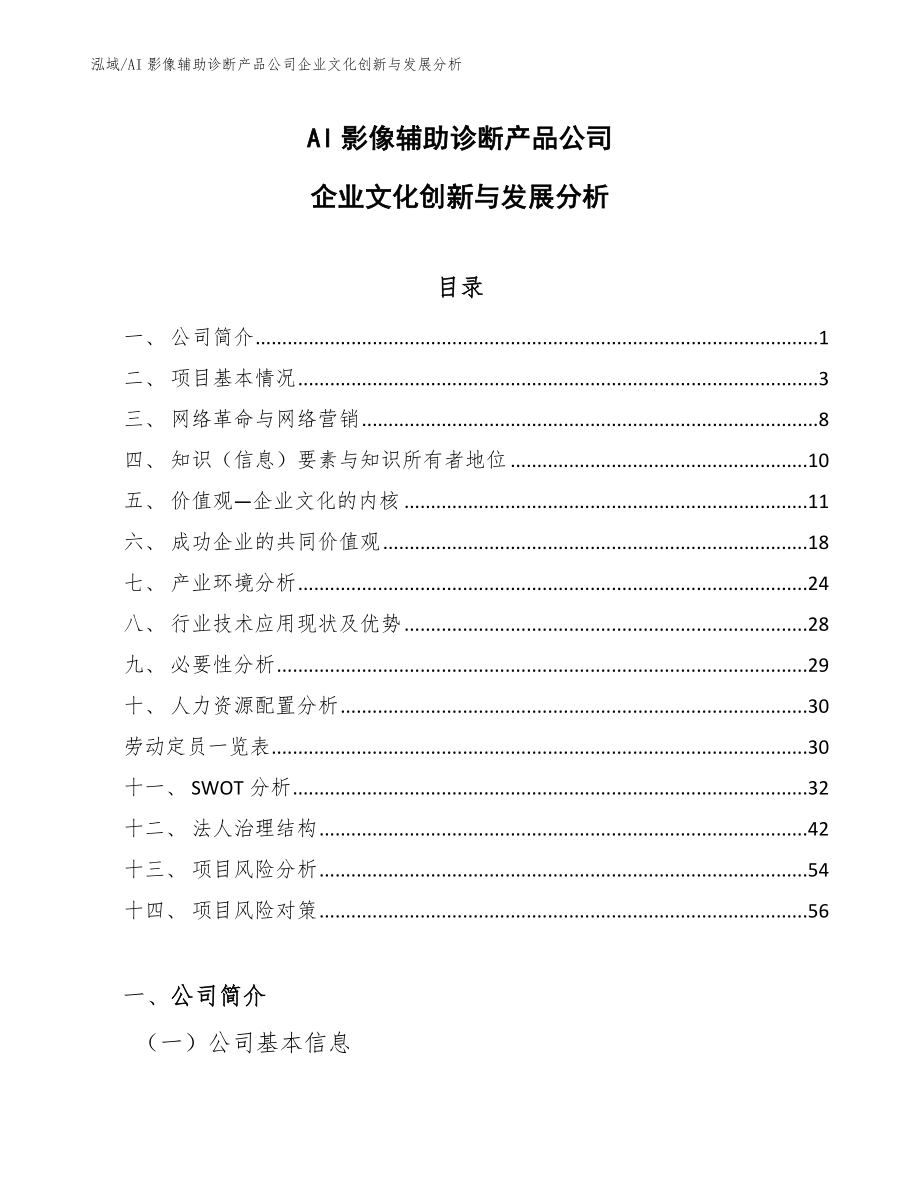 AI影像辅助诊断产品公司企业文化创新与发展分析_参考_第1页
