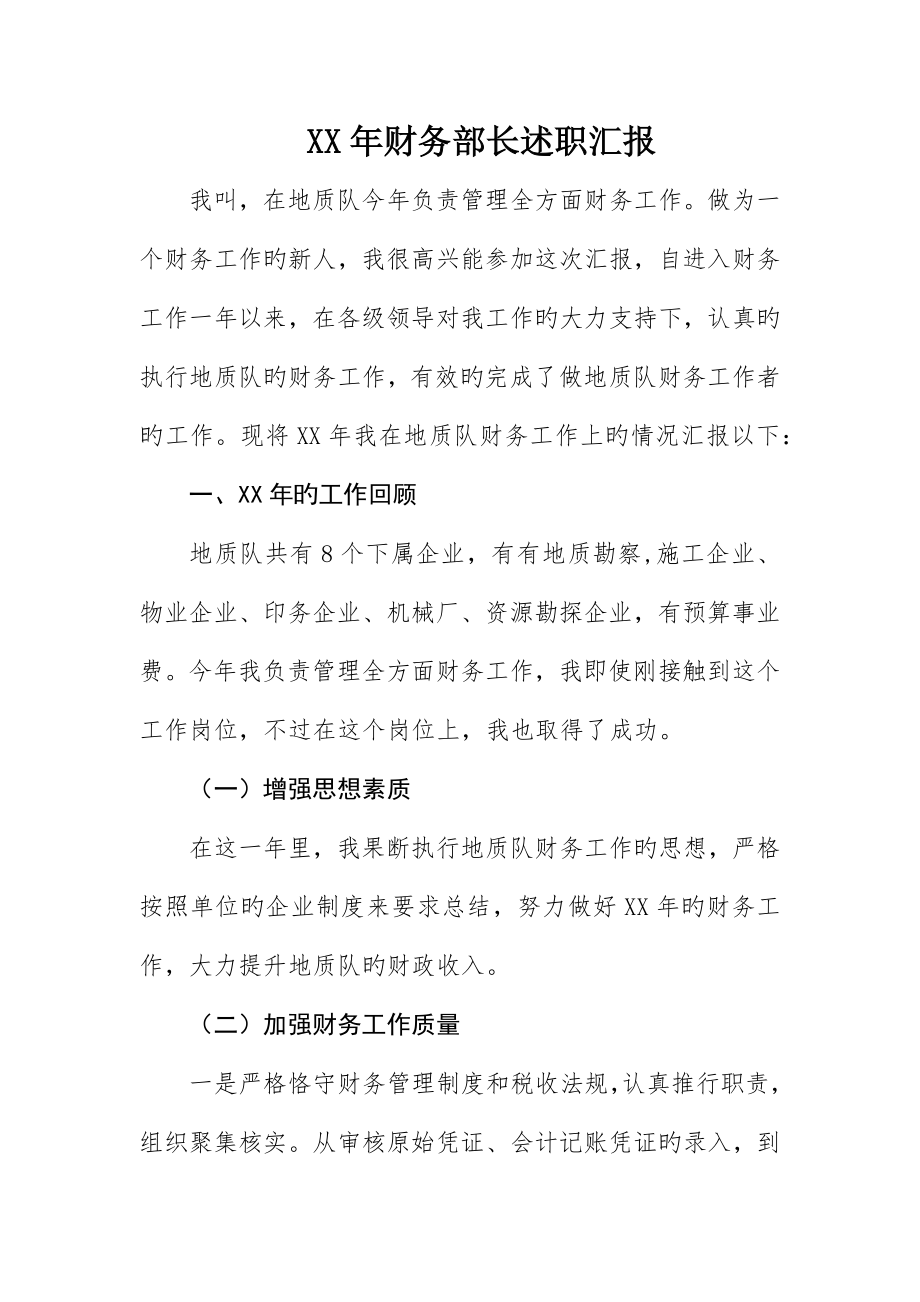 财务部长述职报告_第1页