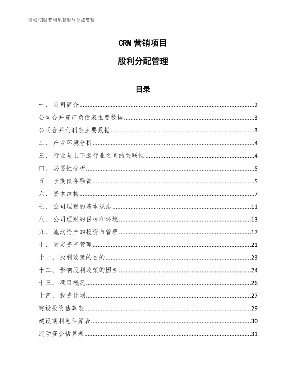 CRM营销项目股利分配管理【参考】_第1页