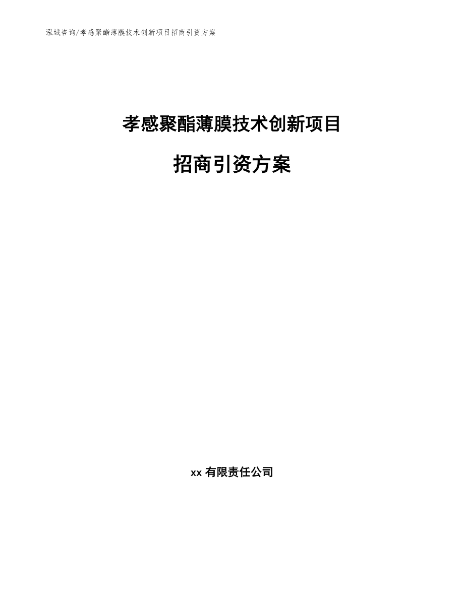 孝感聚酯薄膜技术创新项目招商引资方案（范文）_第1页