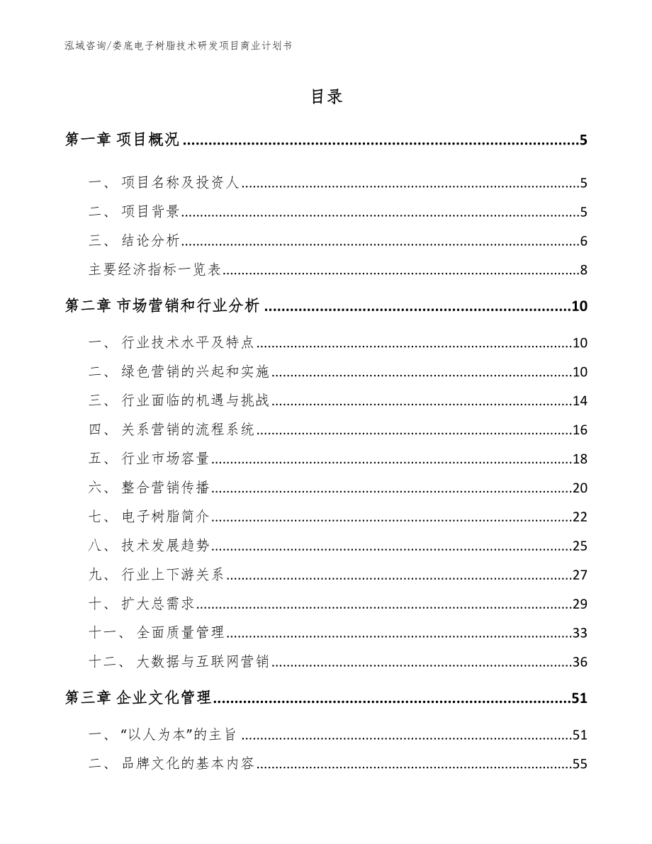 娄底电子树脂技术研发项目商业计划书【模板参考】_第1页