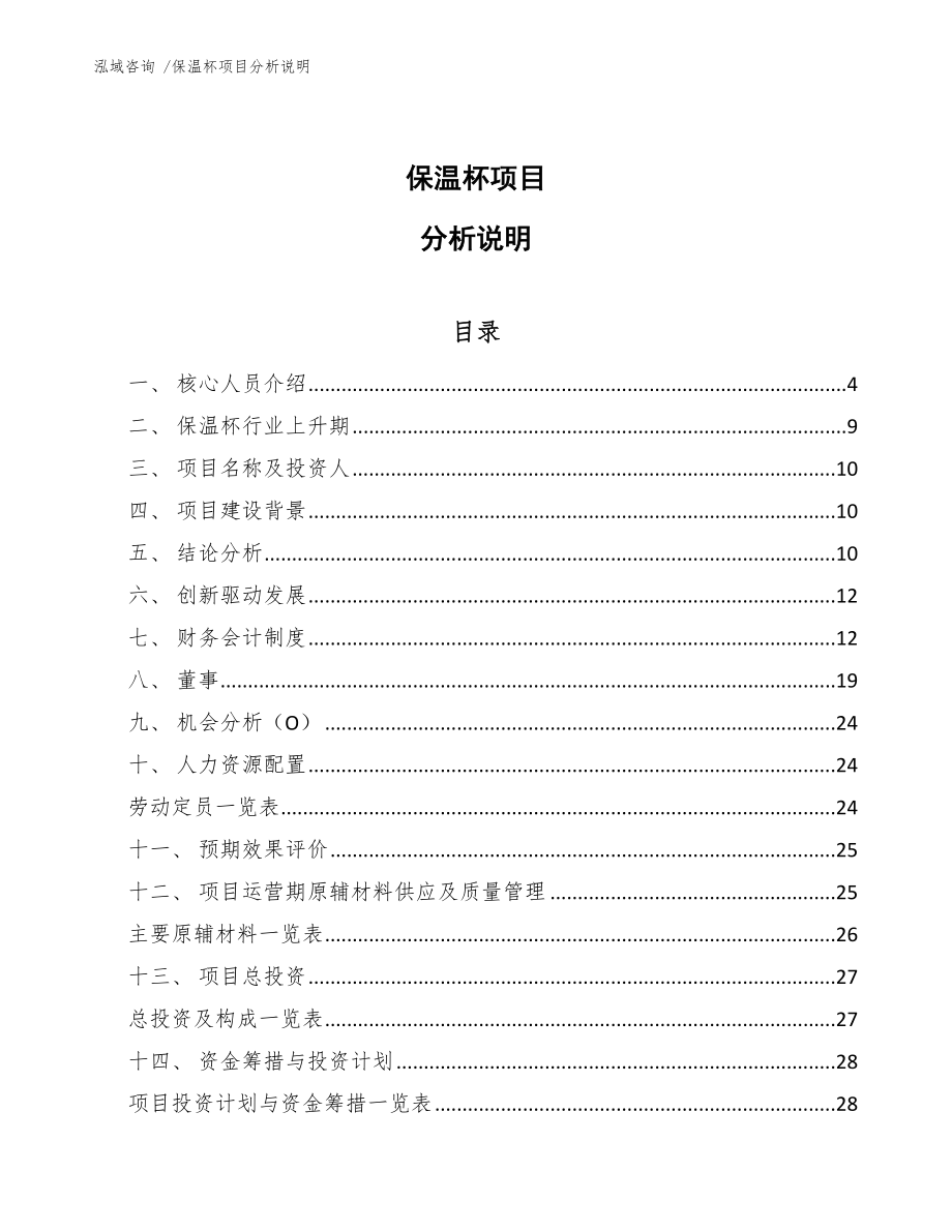 保温杯项目分析说明_参考模板_第1页