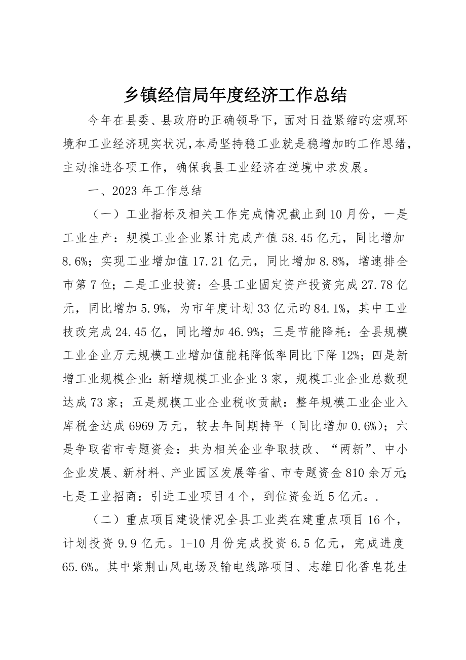 乡镇经信局年度经济工作总结_第1页