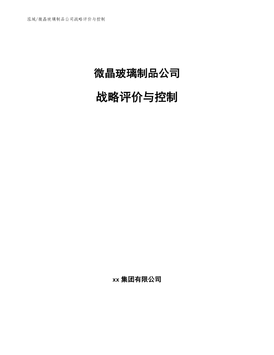 微晶玻璃制品公司战略评价与控制【范文】_第1页