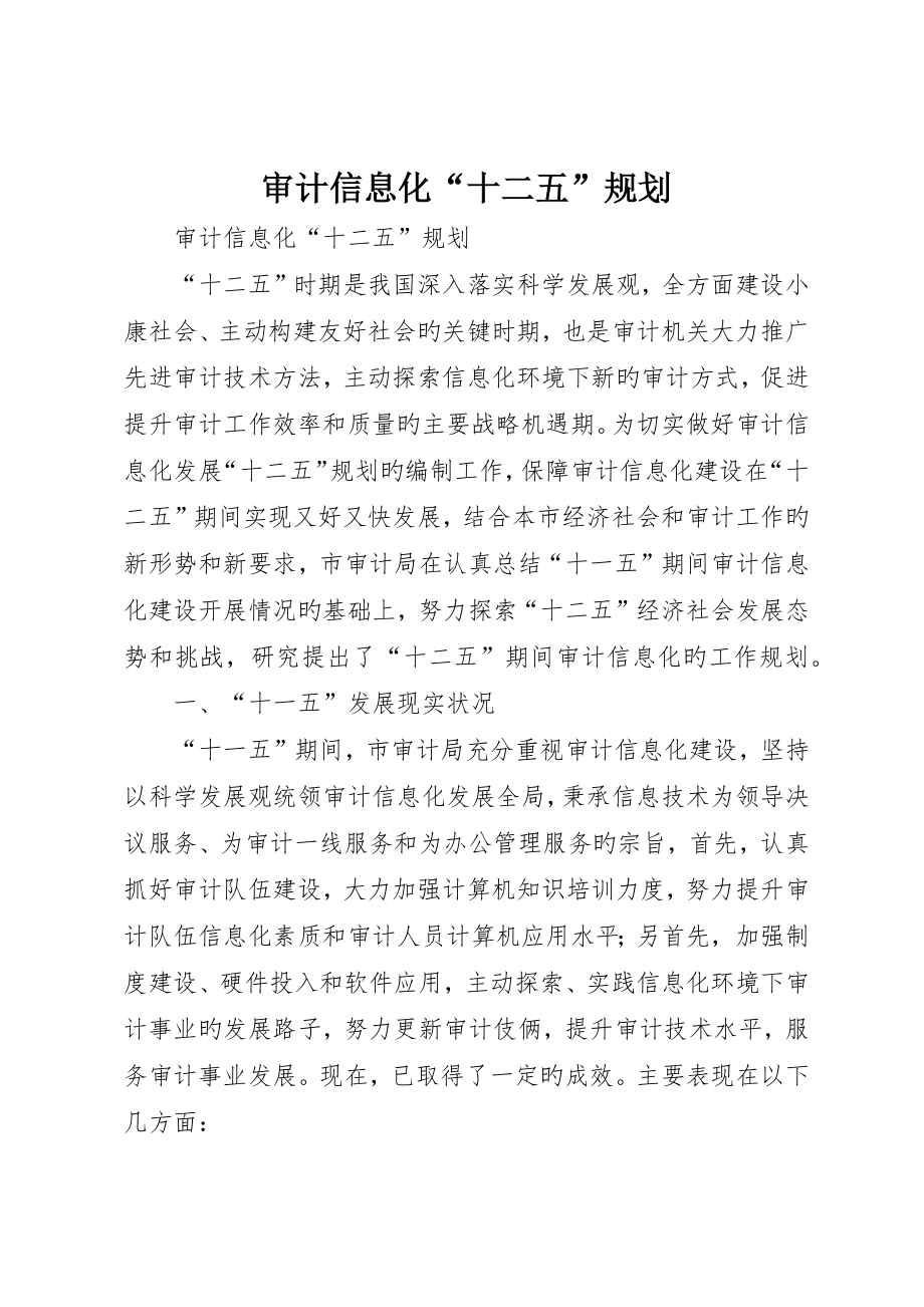审计信息化“十二五”规划_第1页