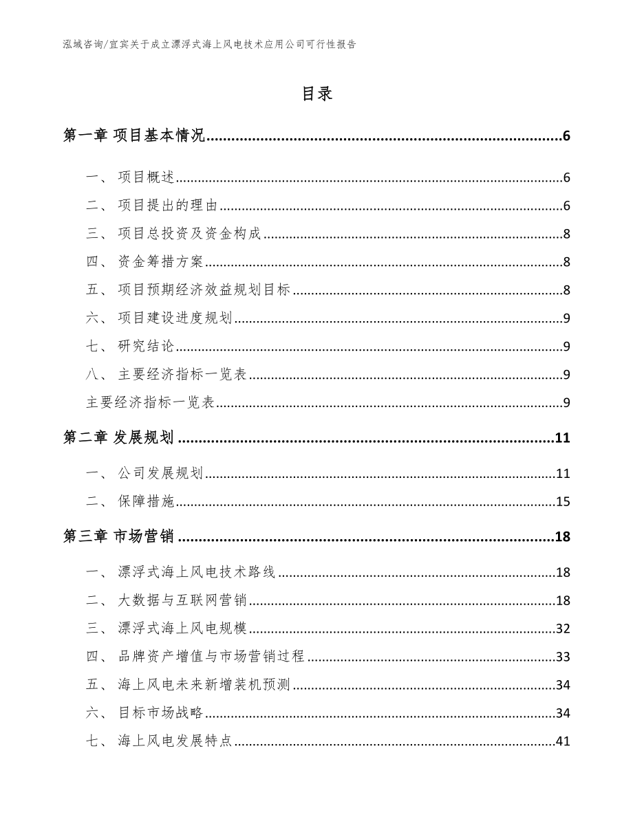 宜宾关于成立漂浮式海上风电技术应用公司可行性报告模板_第1页