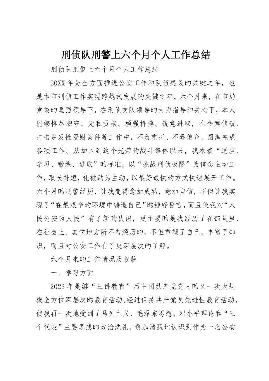 刑侦队刑警上半年个人工作总结_第1页