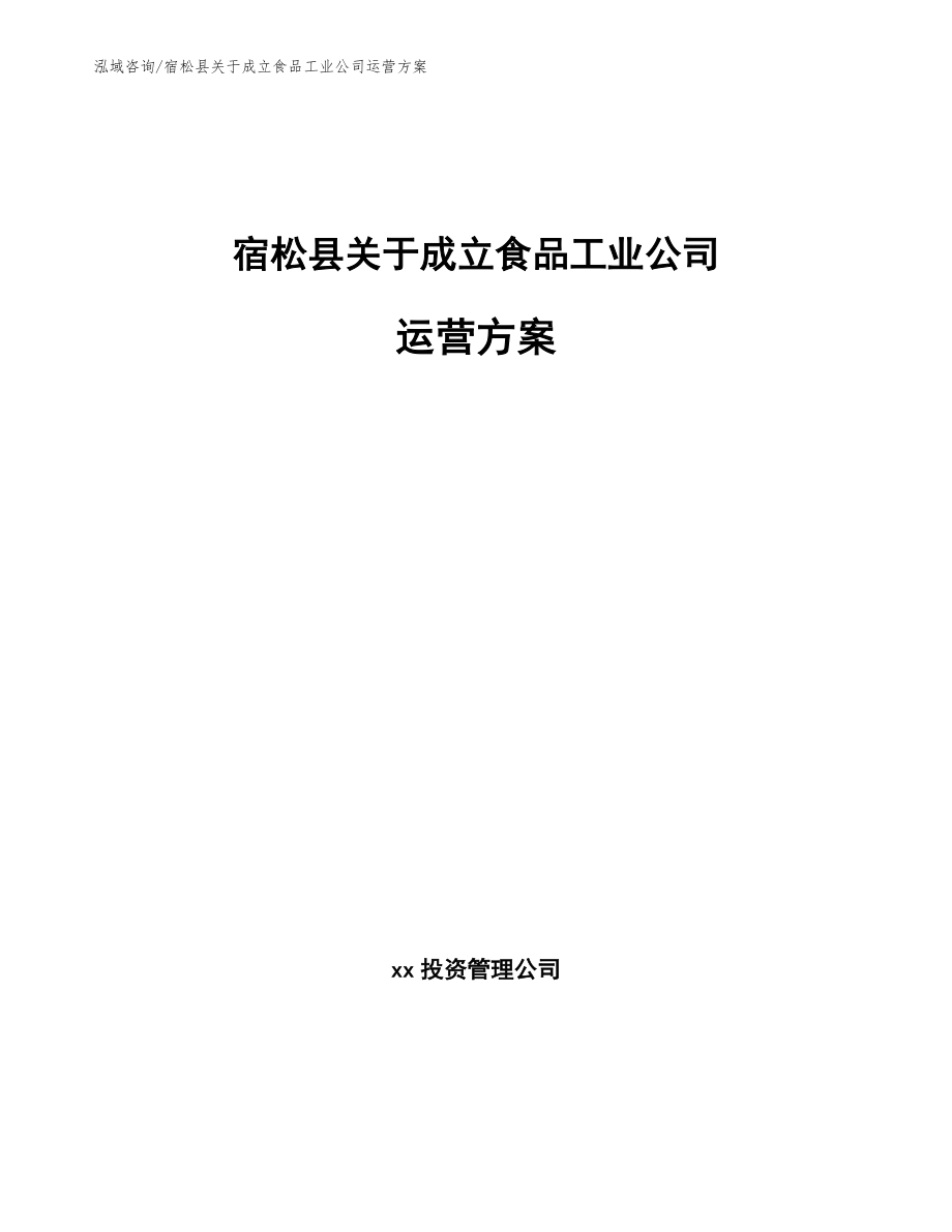 宿松县关于成立食品工业公司运营方案_第1页