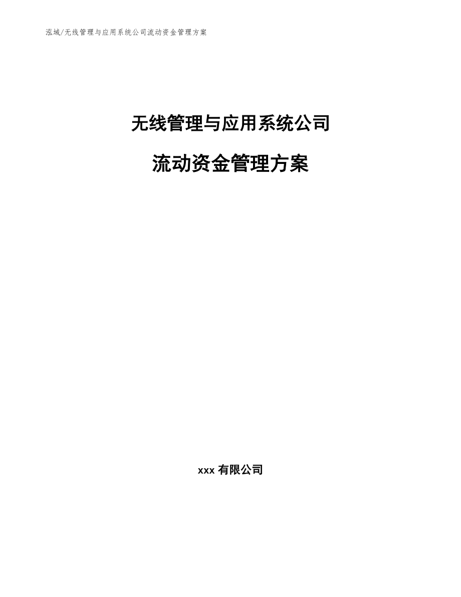无线管理与应用系统公司流动资金管理方案_第1页
