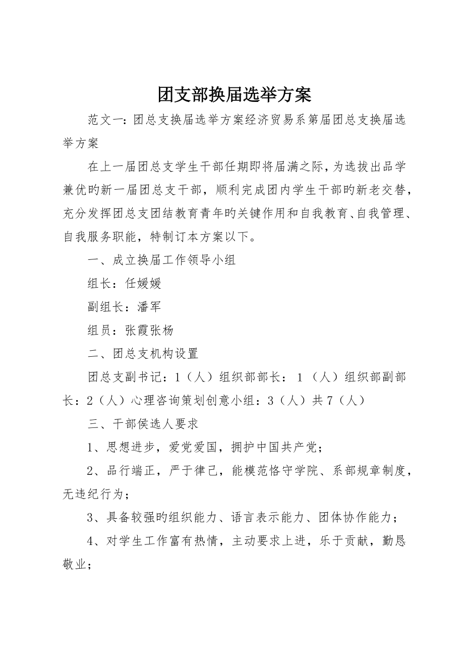 团支部换届选举方案_第1页