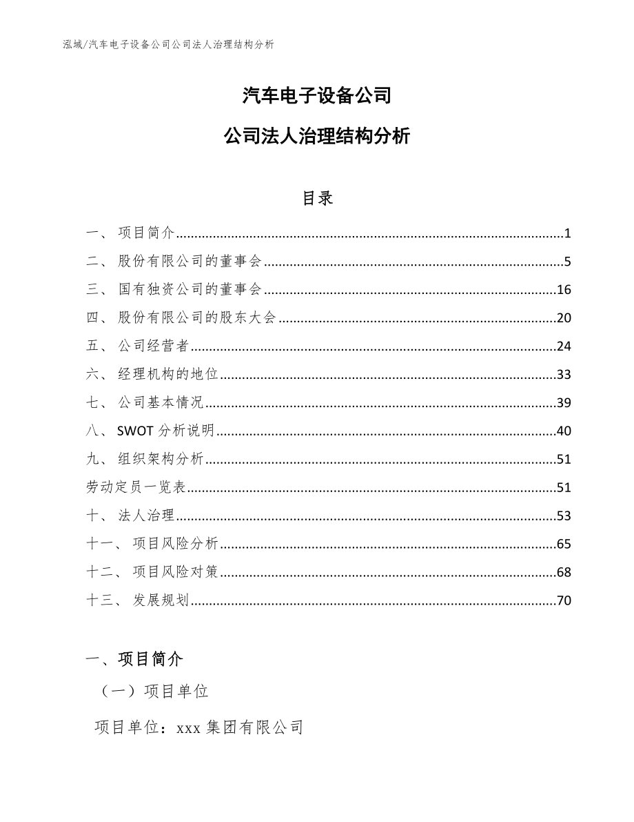 汽车电子设备公司公司法人治理结构分析_第1页