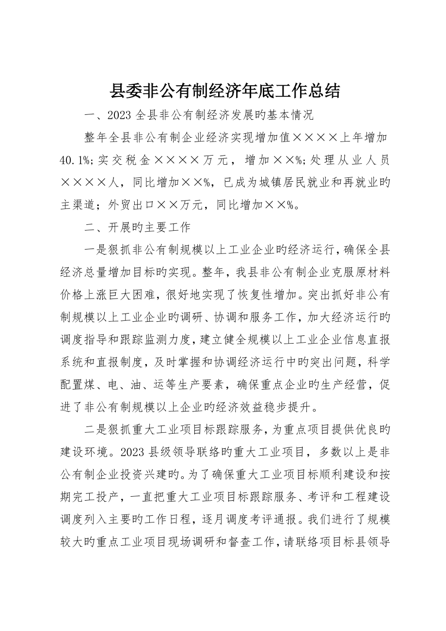 县委非公有制经济年终工作总结_第1页