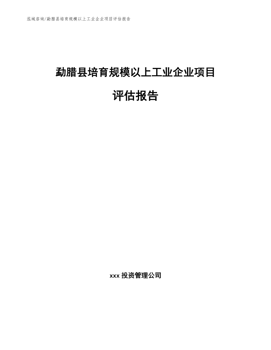 勐腊县培育规模以上工业企业项目评估报告_第1页
