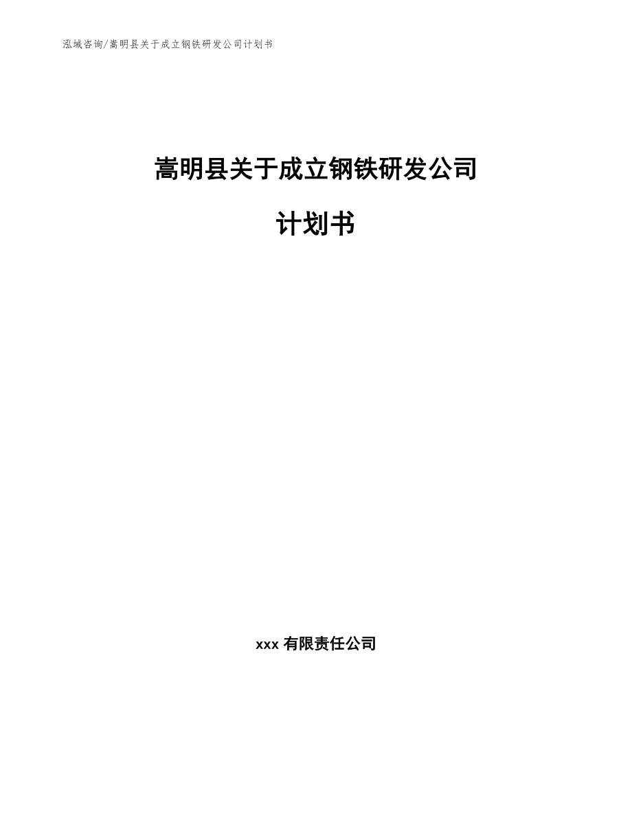 嵩明县关于成立钢铁研发公司计划书_第1页