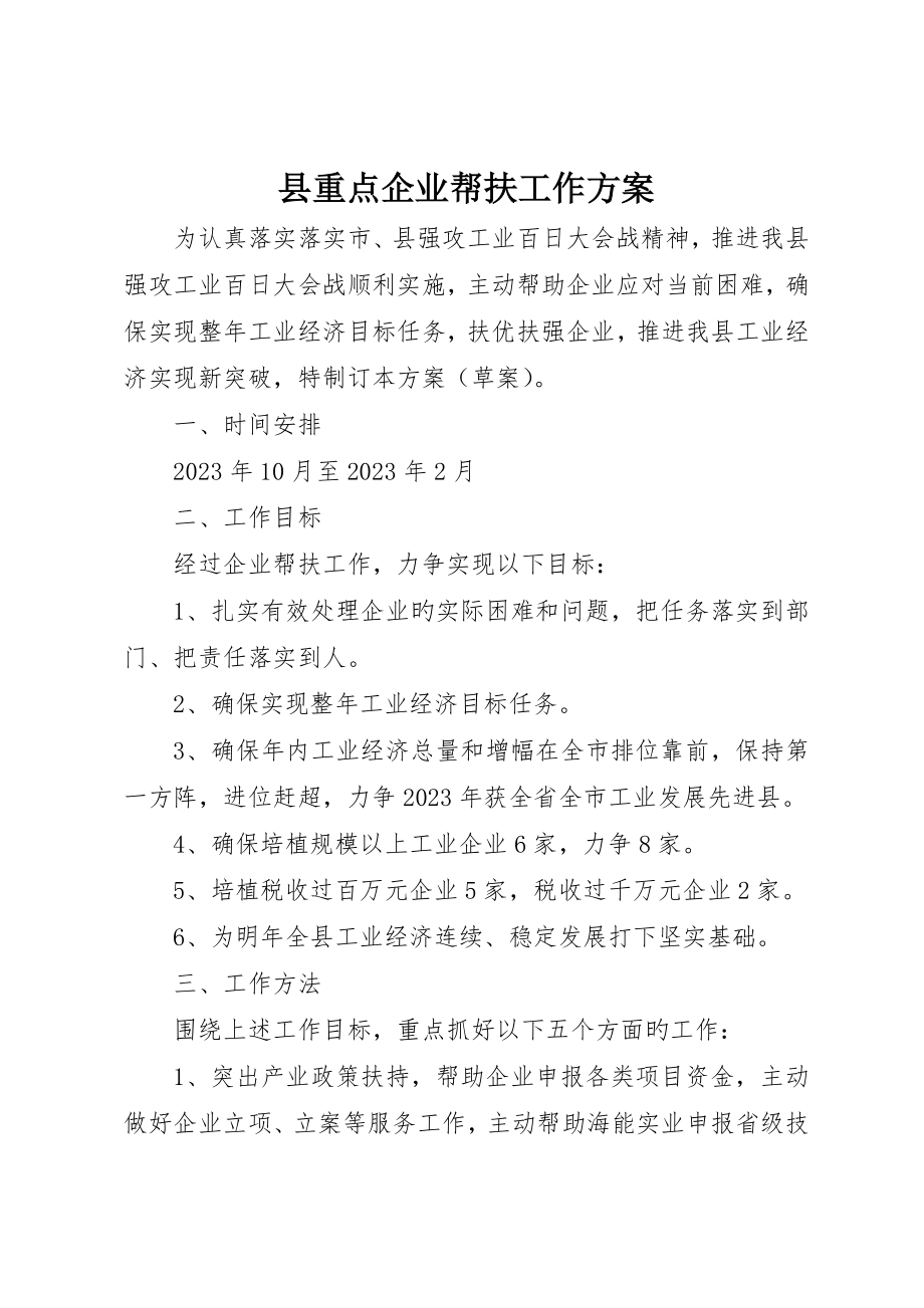 县重点企业帮扶工作方案_第1页