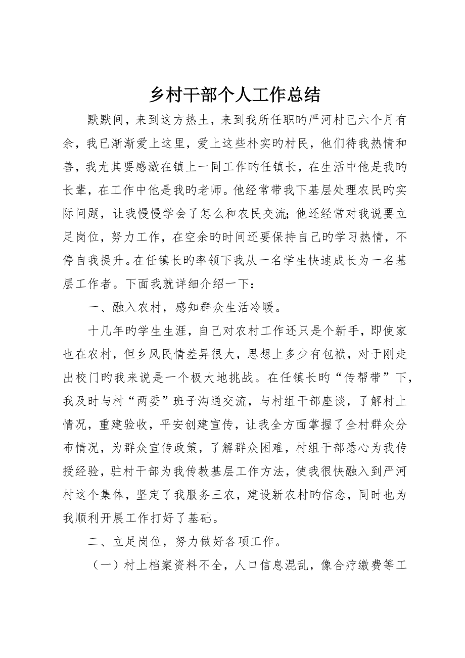乡村干部个人工作总结_第1页