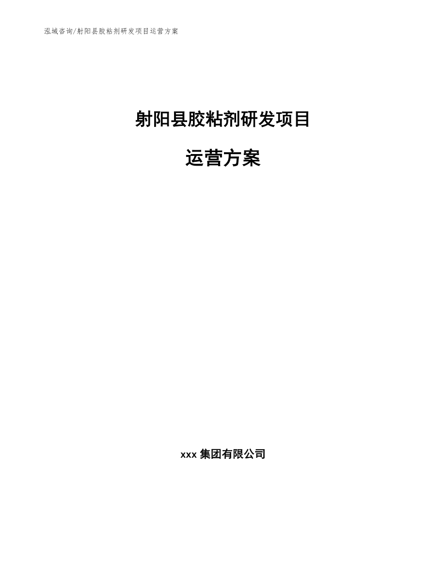 射阳县胶粘剂研发项目运营方案【模板范文】_第1页