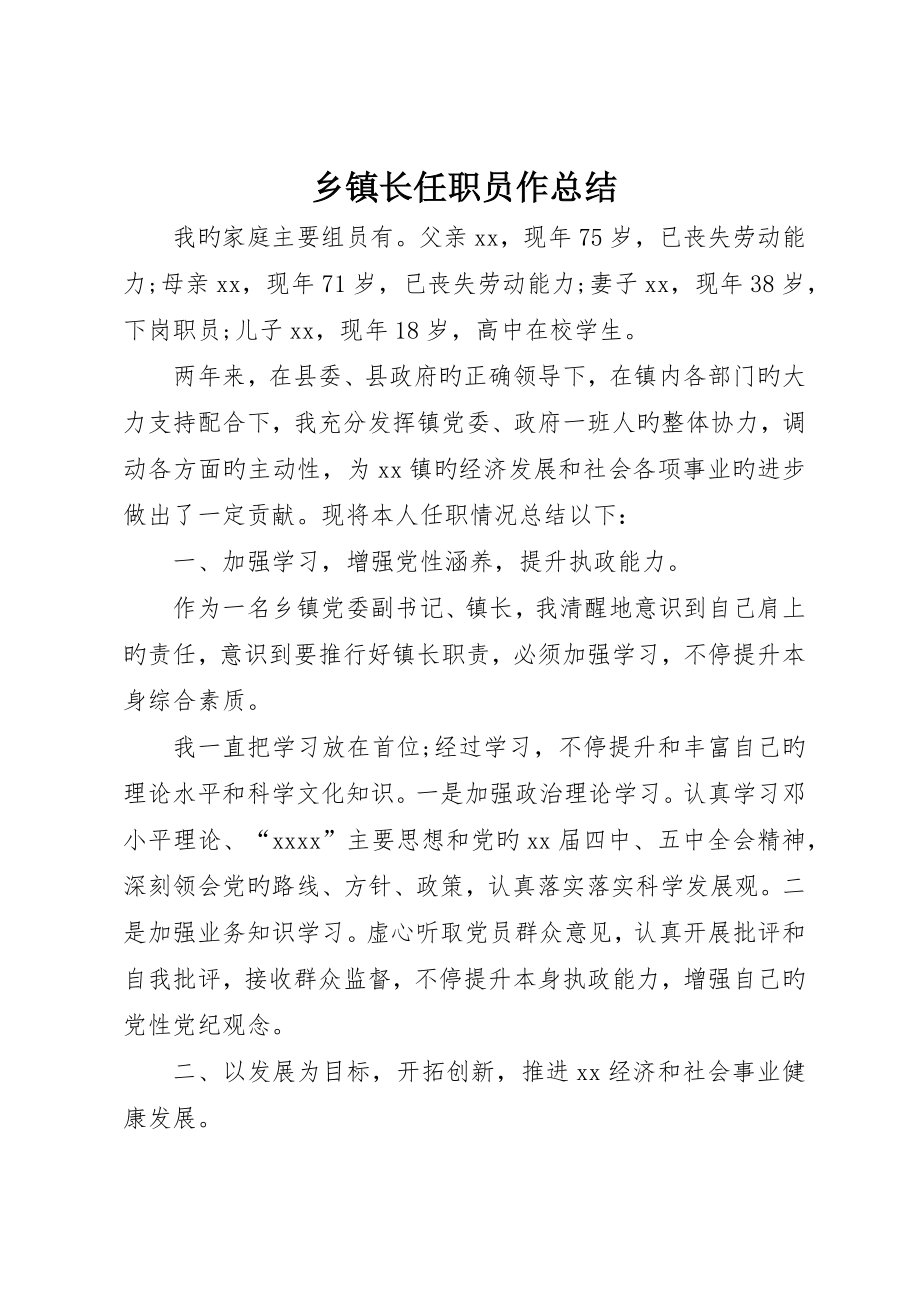 乡镇长任职工作总结__第1页