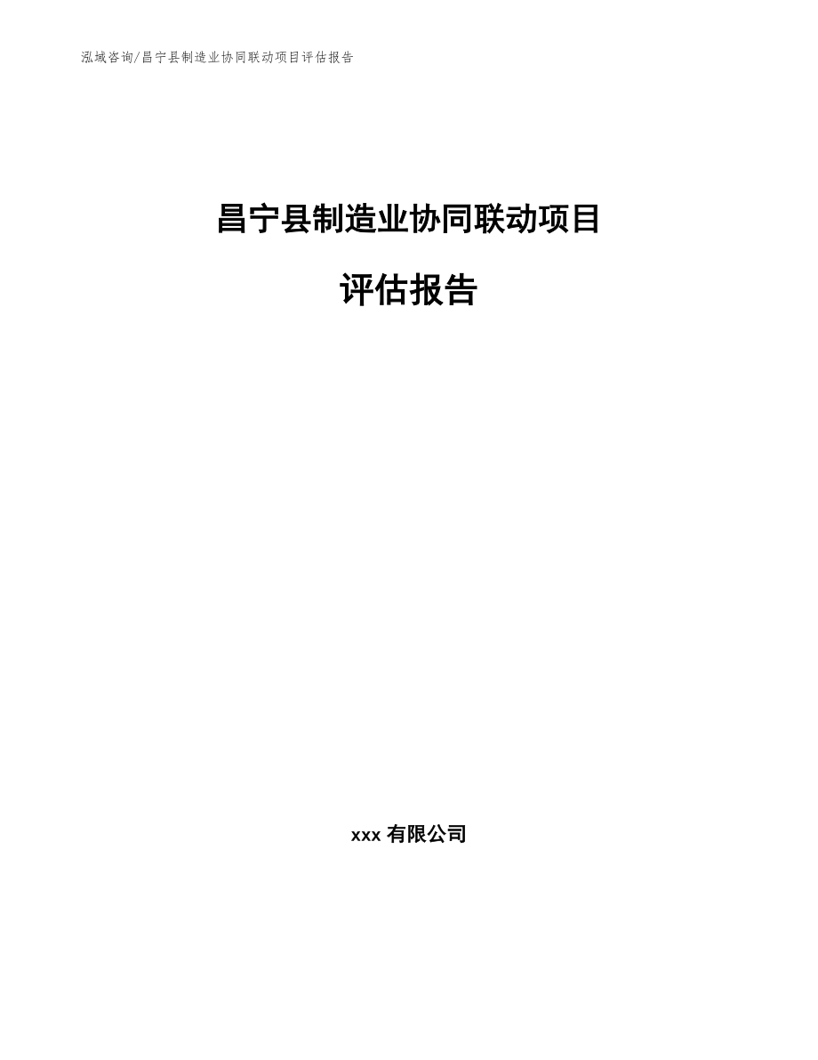 昌宁县制造业协同联动项目评估报告范文模板_第1页