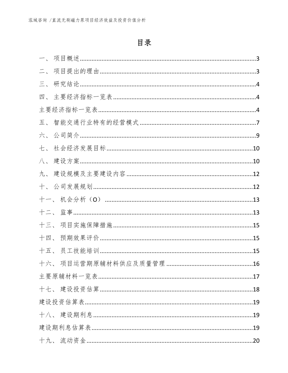 直流无刷磁力泵项目经济效益及投资价值分析_第1页