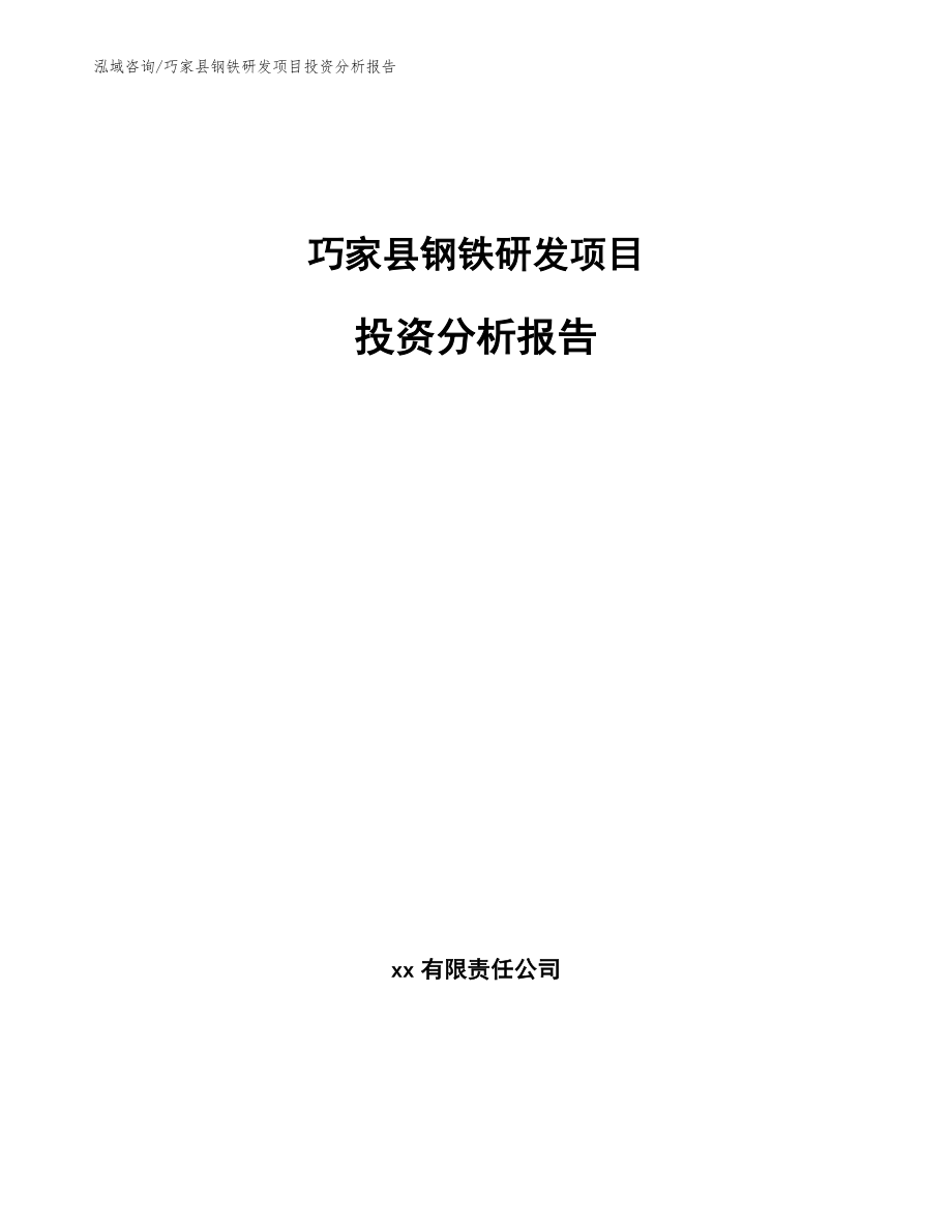 巧家县钢铁研发项目投资分析报告模板_第1页