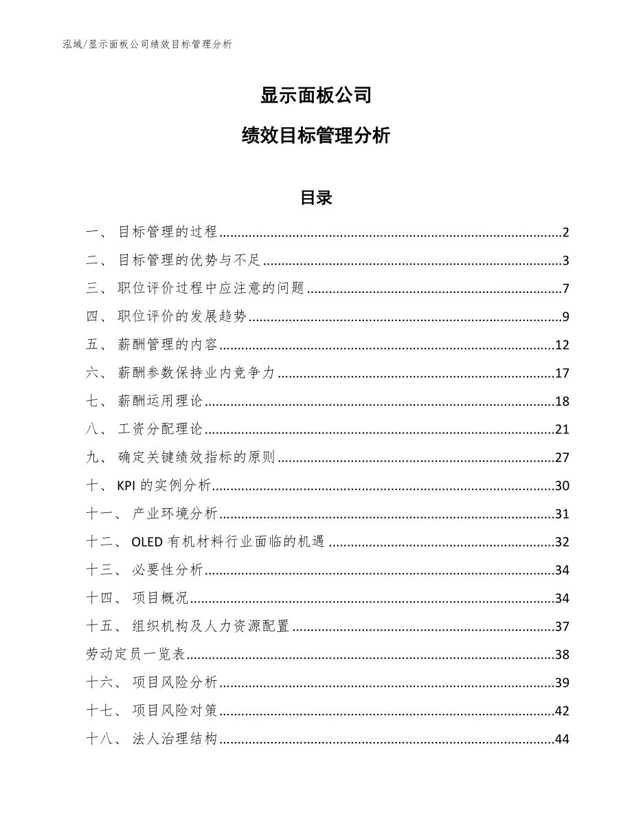 显示面板公司绩效目标管理分析_第1页