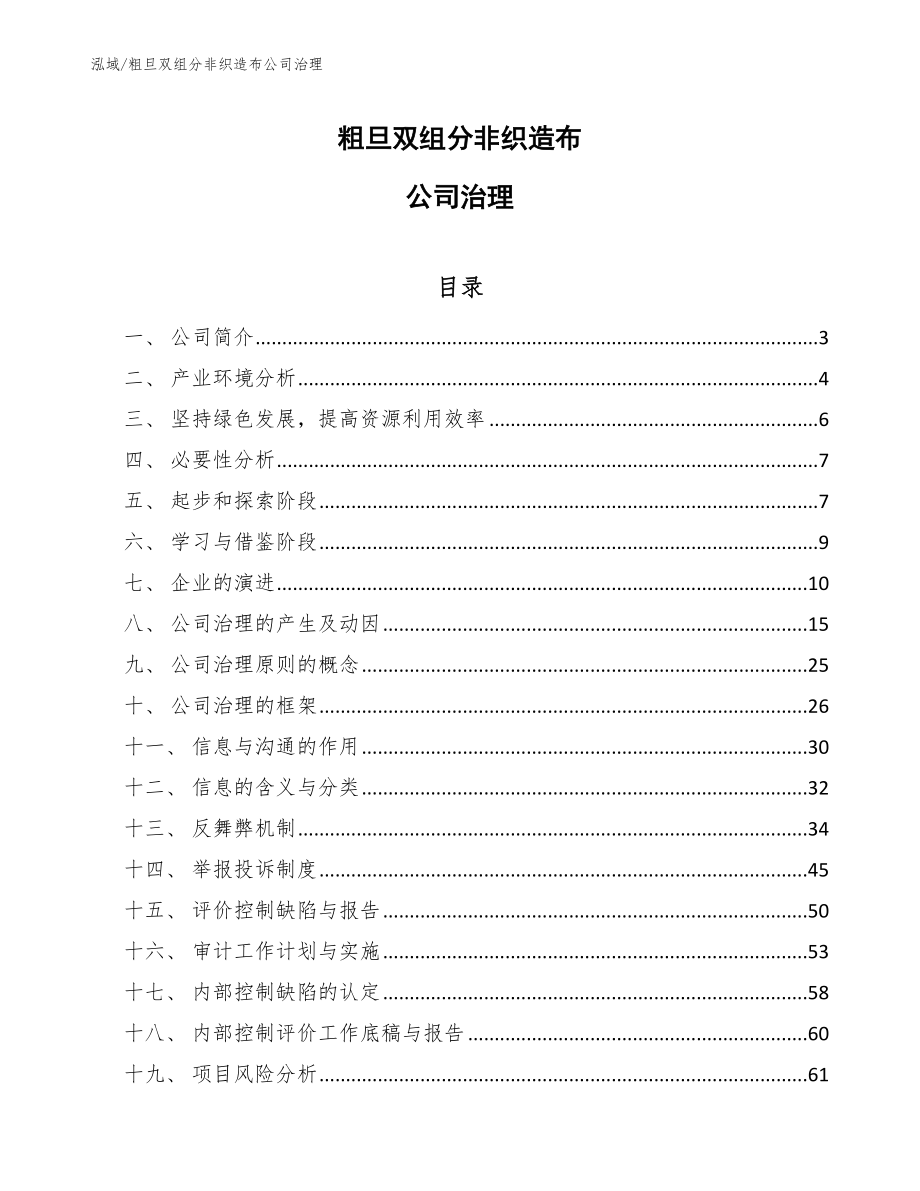 粗旦双组分非织造布公司治理_参考_第1页