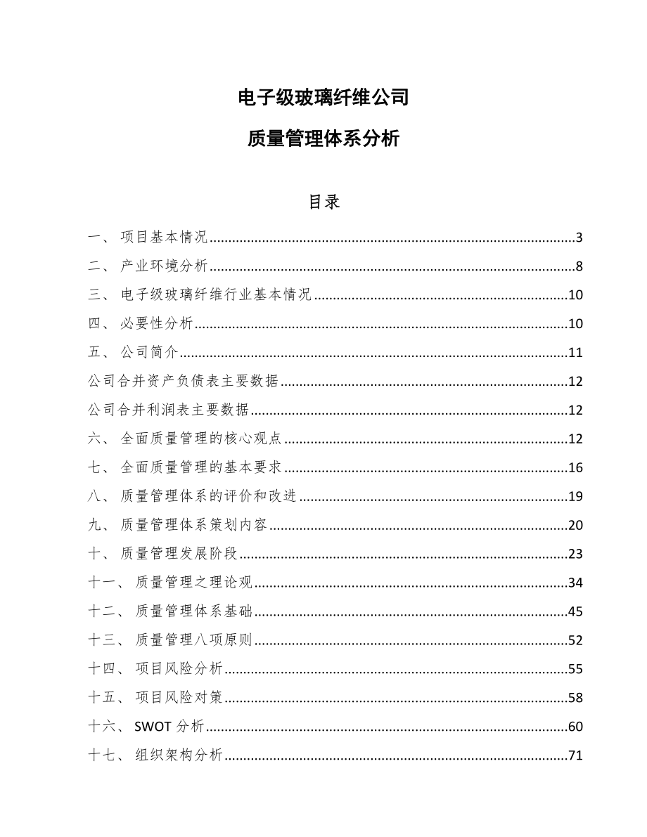 电子级玻璃纤维公司质量管理体系分析_第1页