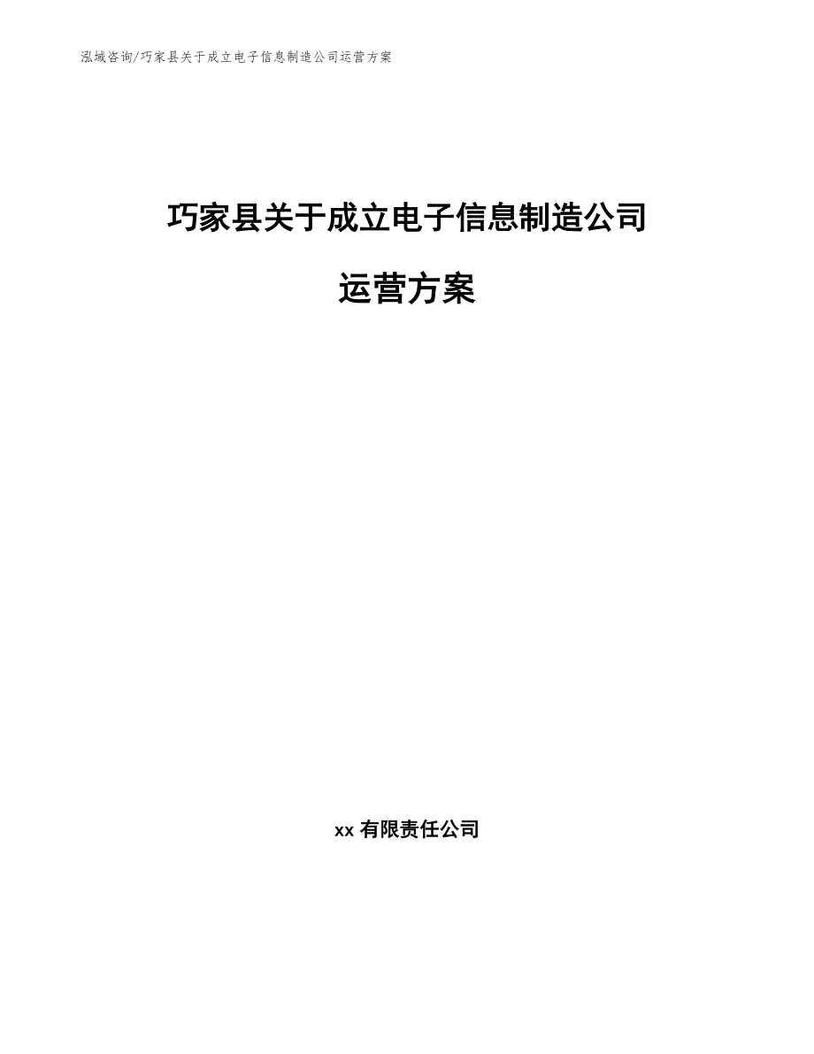 巧家县关于成立电子信息制造公司运营方案（参考模板）_第1页