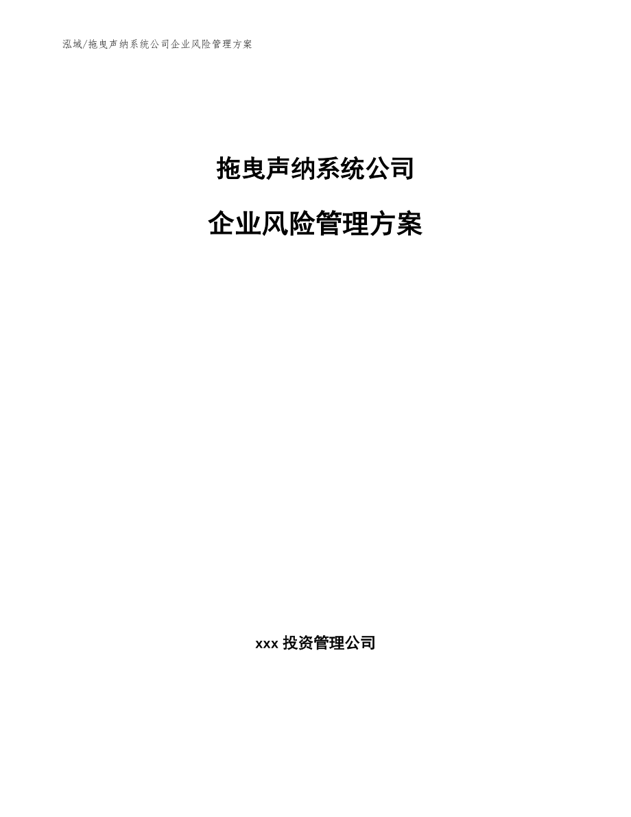 拖曳声纳系统公司企业风险管理方案（参考）_第1页