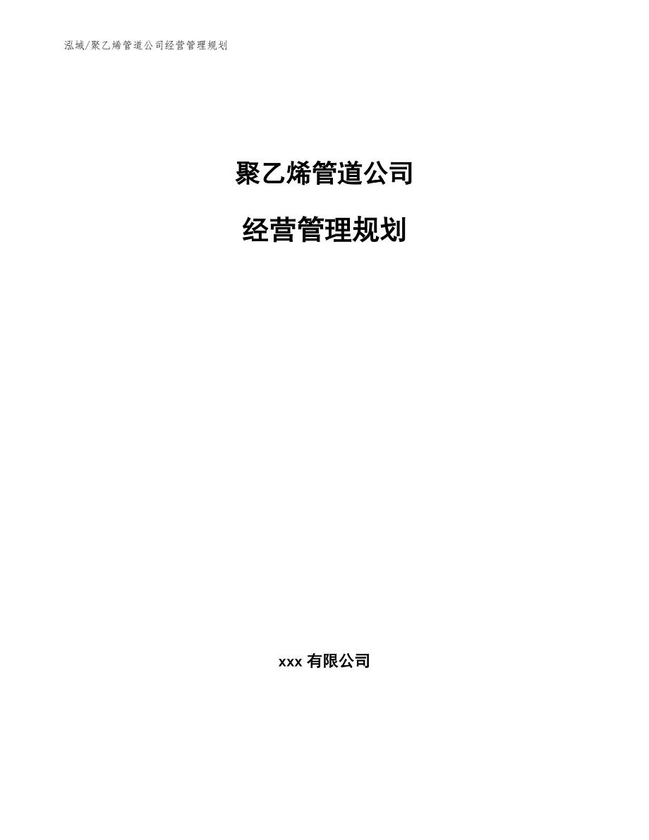 聚乙烯管道公司经营管理规划（范文）_第1页