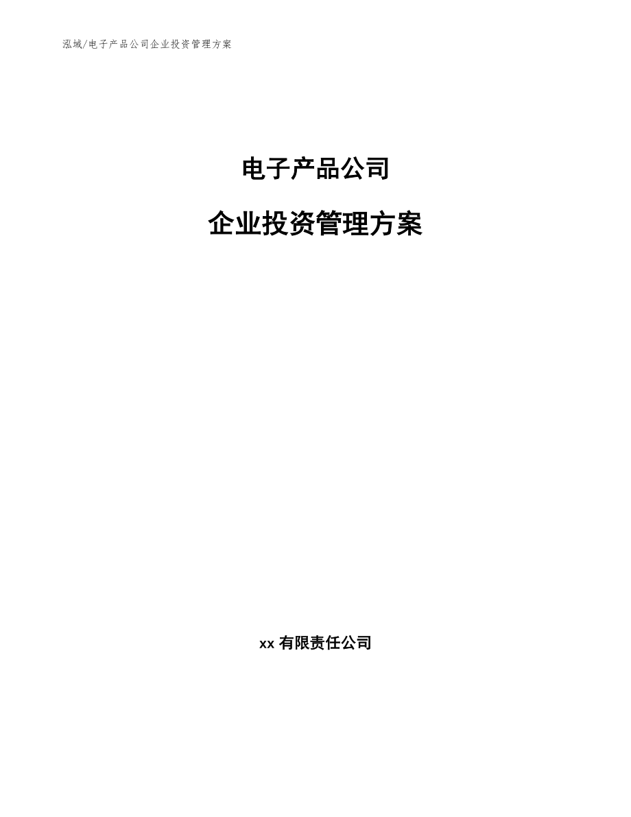 电子产品公司企业投资管理方案（参考）_第1页