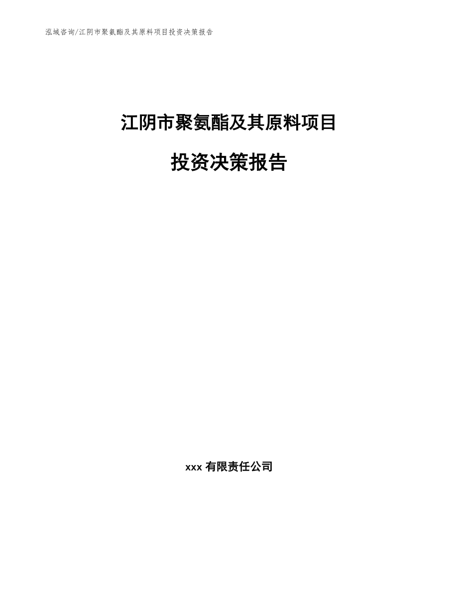 江阴市聚氨酯及其原料项目投资决策报告【参考范文】_第1页