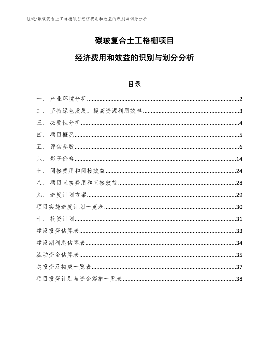 碳玻复合土工格栅项目经济费用和效益的识别与划分分析_第1页