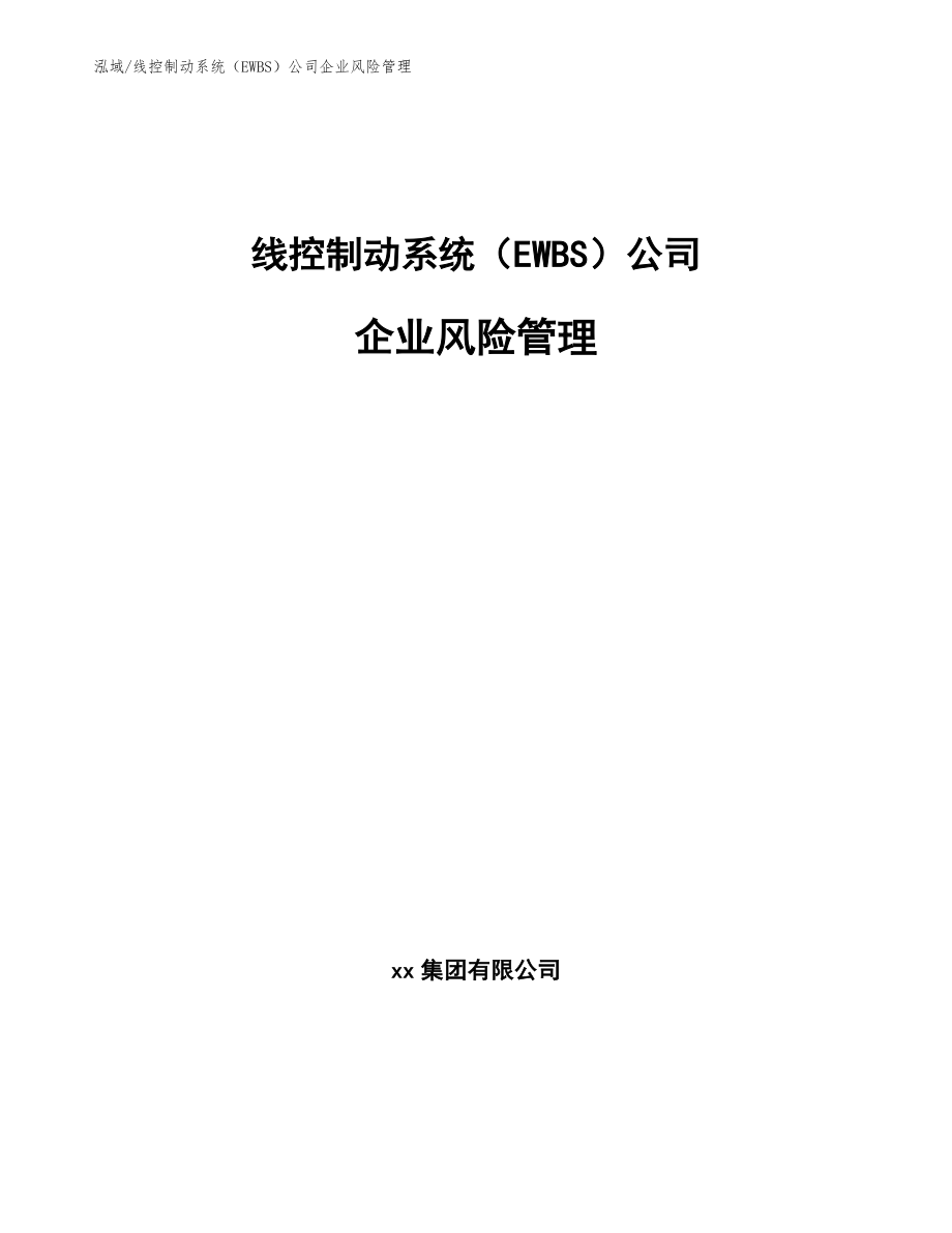 线控制动系统（EWBS）公司企业风险管理_第1页