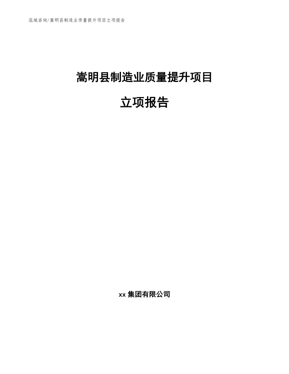 嵩明县制造业质量提升项目立项报告（范文参考）_第1页