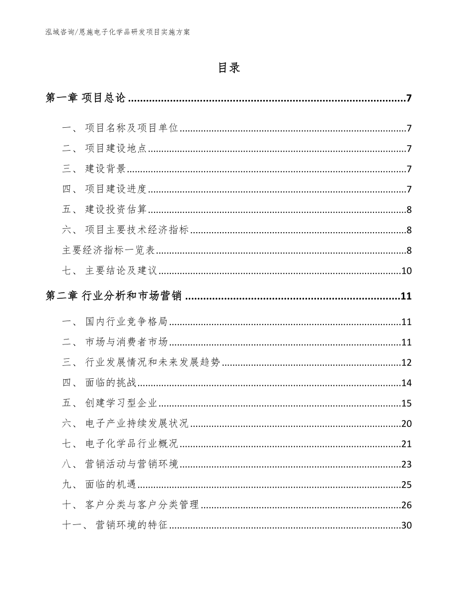 恩施电子化学品研发项目实施方案（模板范文）_第1页