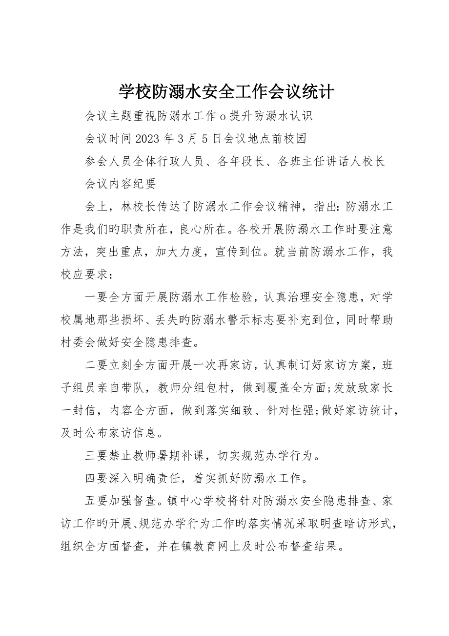 学校防溺水安全工作会议记录_第1页