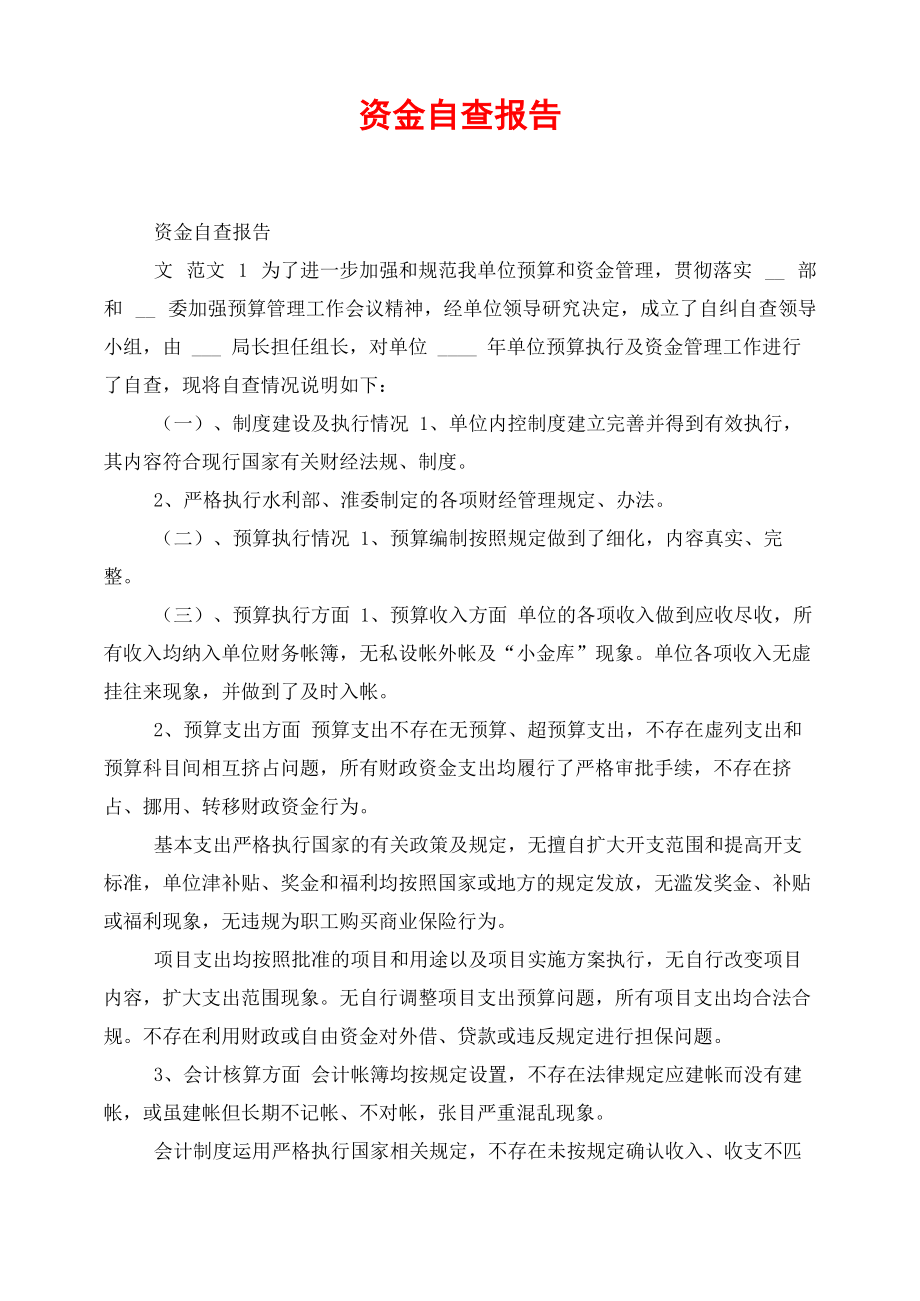 资金自查报告_第1页