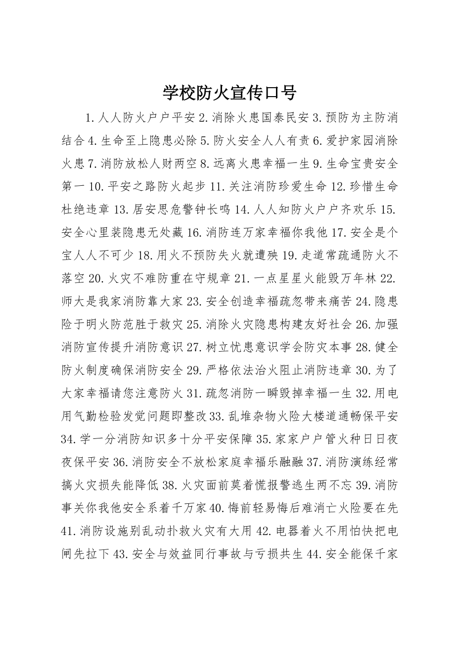 学校防火宣传标语_第1页
