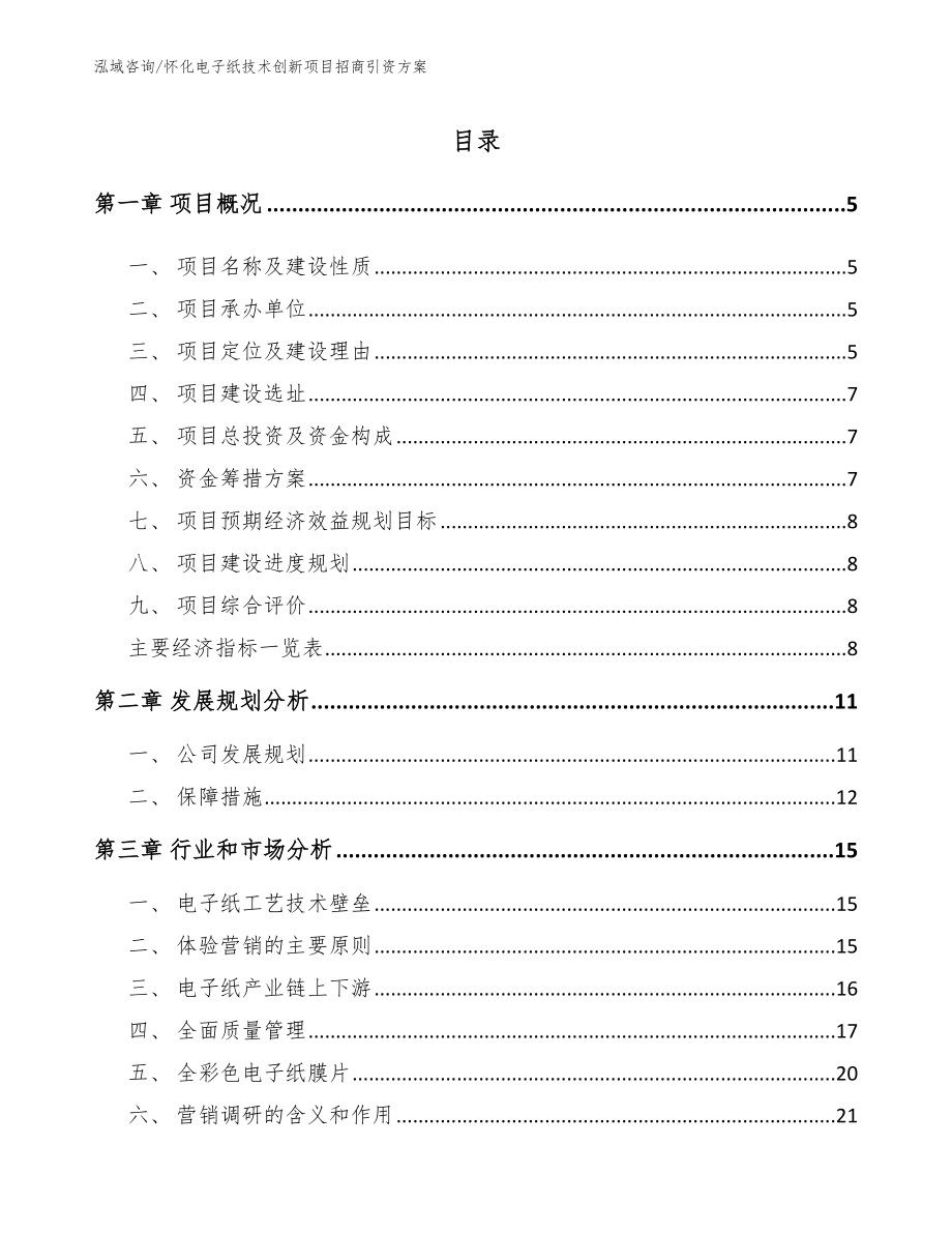 怀化电子纸技术创新项目招商引资方案【参考范文】_第1页