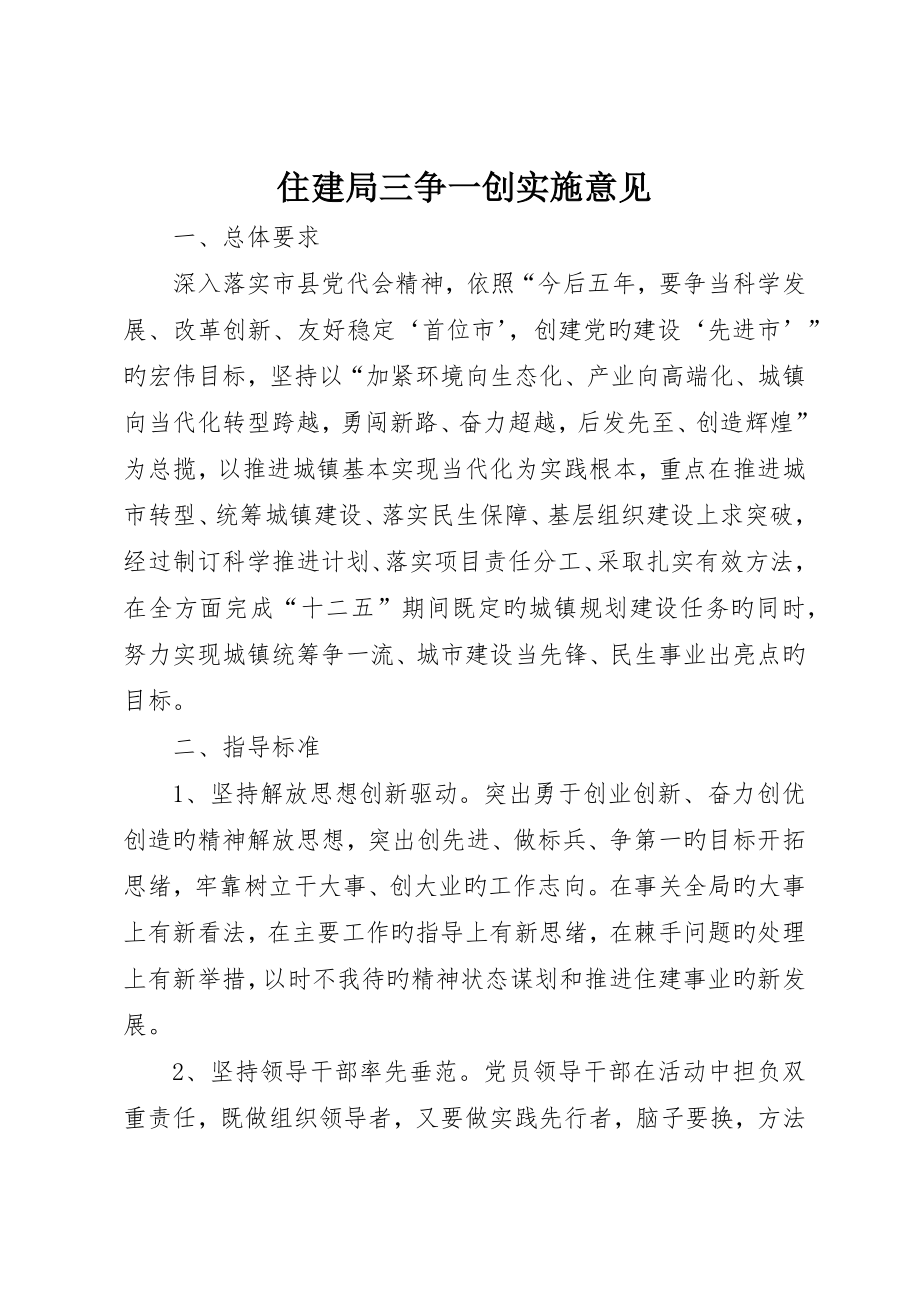 住建局三争一创实施意见_第1页